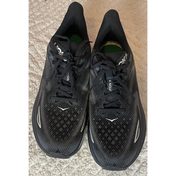 HOKA ONE Clifton 9 Running Shoes Black White Size 11.5 WIDE Men/Insole Not Hoka main image 7